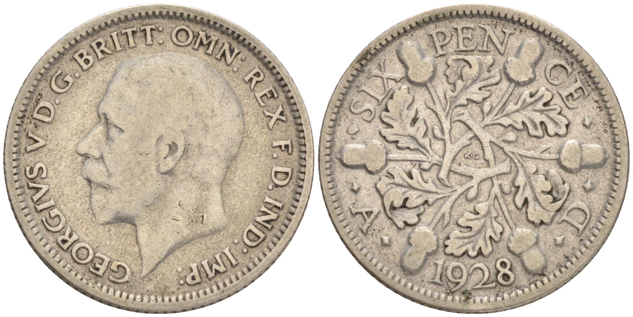 Великобритания 6 пенсов 1928 Георг V (1910-1936) KM 832, Spink 4040 серебро 75-1211