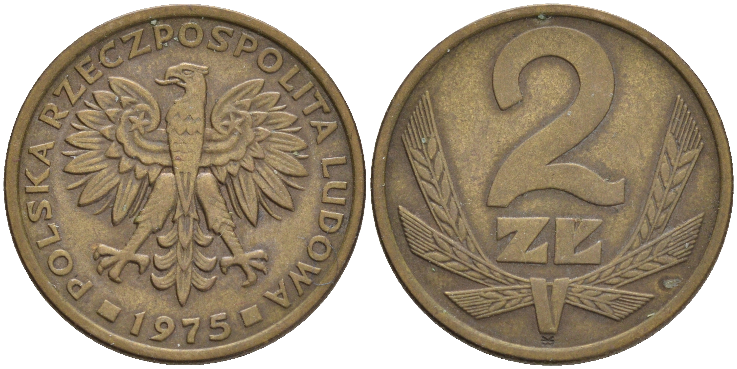 ПОЛЬША 2 ЗЛОТЫХ 1975 ЛЕНИНГРАДСКИЙ МОНДВОР KM 80.1 латунь VF 192-838