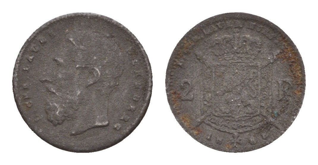 Бельгия игровой жетон в 2 франка 1888 диаметр 12,75 мм, вес 0,57 гр цинк железо 4651-1212