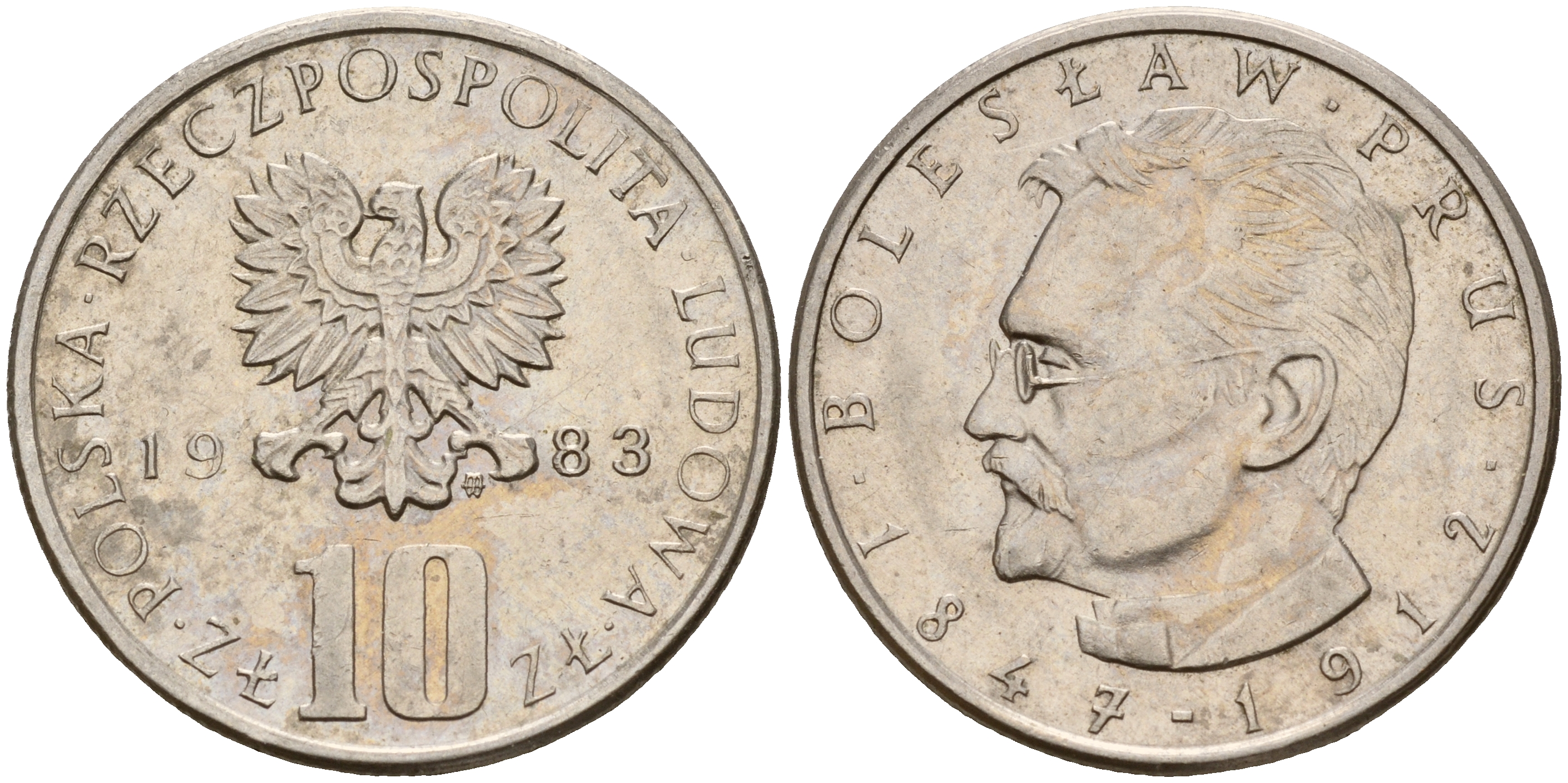Польша 10 злотых 1983 MW, Болеслав Прус KM 73 медно-никель    4601-1116