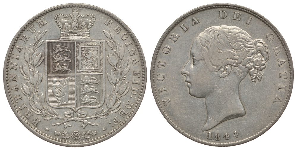 Великобритания 1/2 кроны 1844 Виктория (1837-1901) KM 740, Spink 3888 серебро 00-811-51