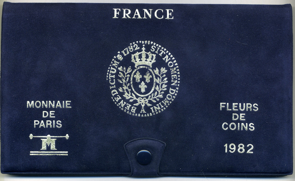 Франция госнабор из 11 монет 1982 в оригинальной упаковке, запайка, SPECIMEN FDS SETS (FLEUR DE COIN) KM SS19 серебро  UNC  1-4-1-10