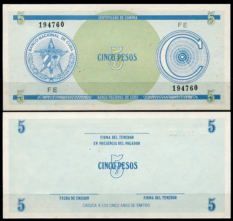 Куба, валютный сертификат 3 песо ND серия C, первый выпуск, голубая Pick FX 12  бумага  UNC (пресс) 449-100-1