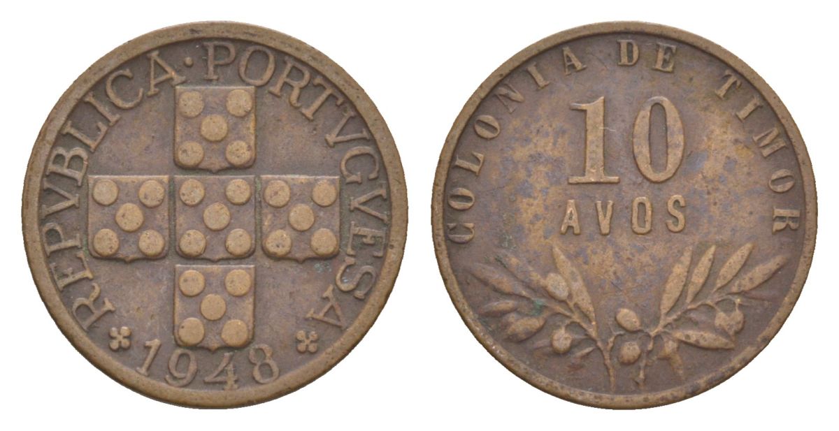 Португальский Тимор 10 аво 1948 KM 5 бронза 3711-1222