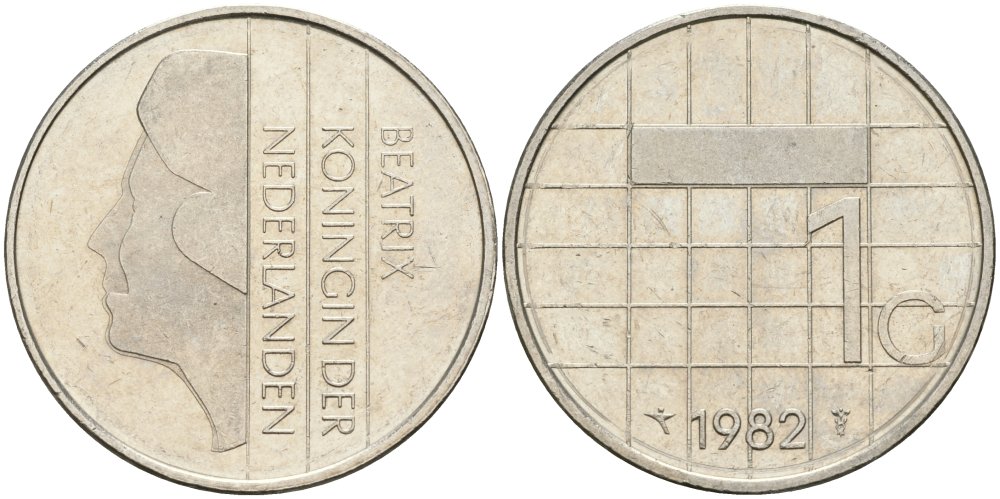 Нидерланды 1 гульден 1982 Беатрикс (1980-2013) KM 205 никель 4579-355