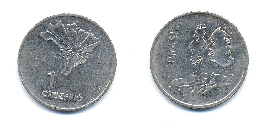 Бразилия 1 крузейро 1972 150 лет независимости KM 582 никель aUNC 51-5722