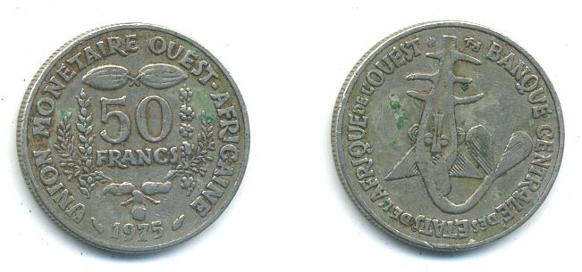 ВАЛЮТНЫЙ СОЮЗ ЗАПАДНОЙ АФРИКИ 50 ФРАНКОВ 1975 4-944