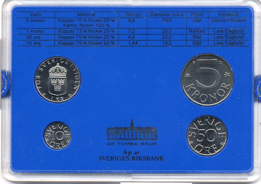 Швеция набор монетного двора из 4 монет 1990 Карл XVI Густав (1973- ) в пластике KM MS54 UNC 4-3-7-163