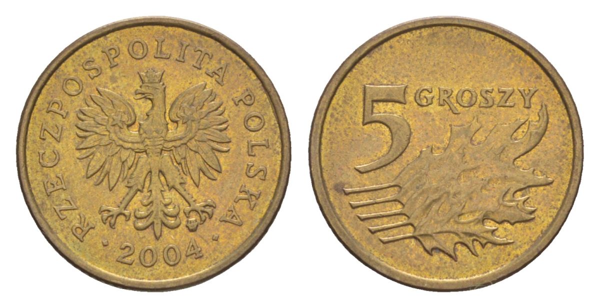 Польша 5 грошей 2004 Y 278 марганец латунь 4625-353