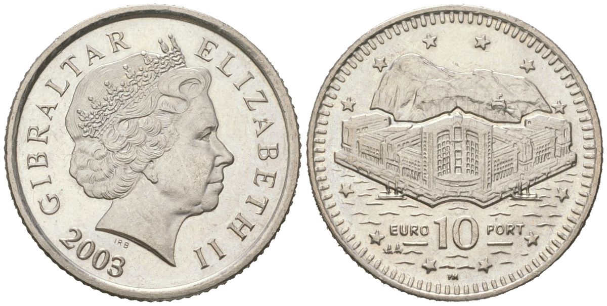 Гибралтар 10 пенсов 2003 KM 776 медно-никель UNC 4619-234