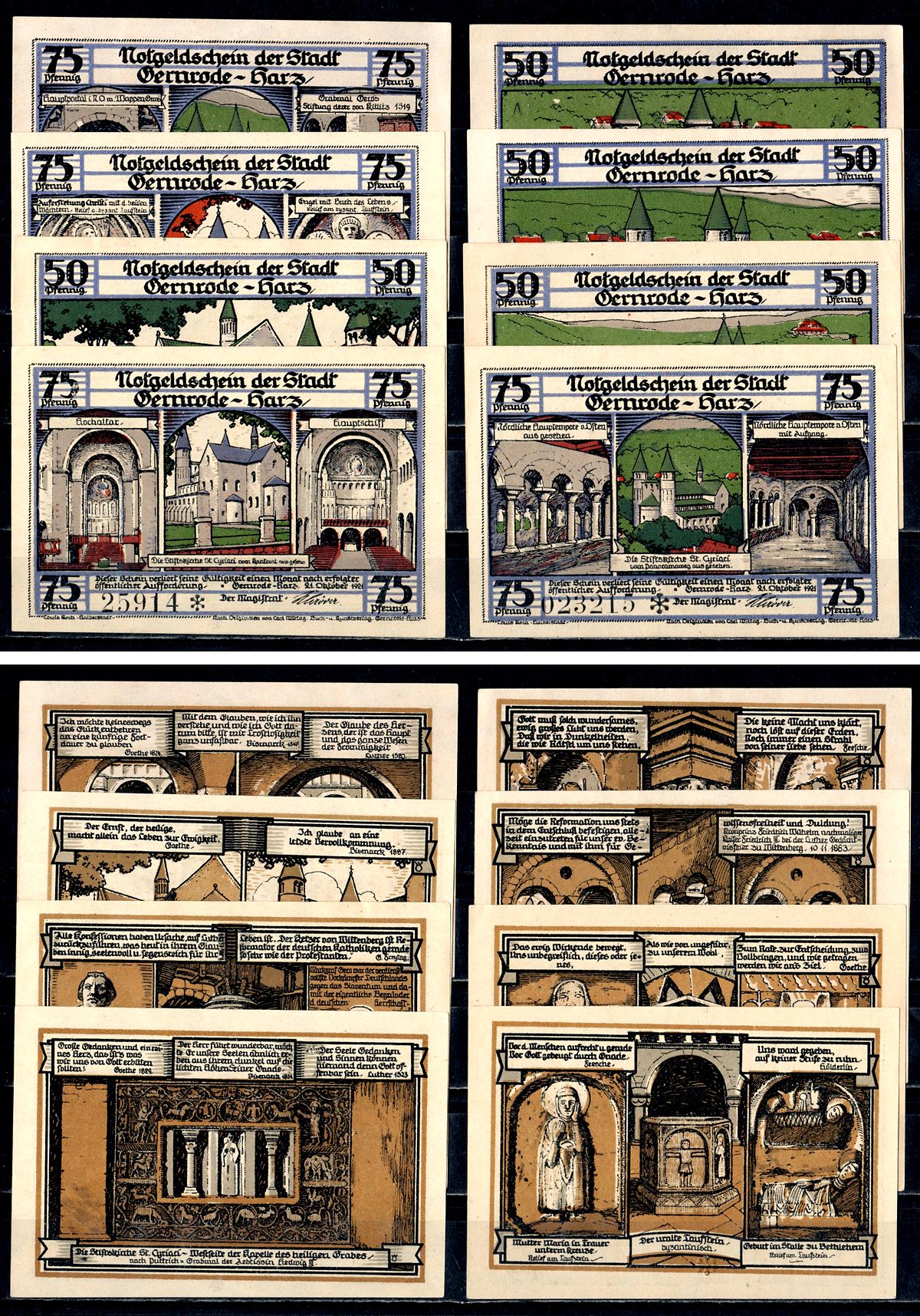Гернроде-им-Гарц (Анхальт) набор из 8 нотгельдов 1921 7556-4-4-1