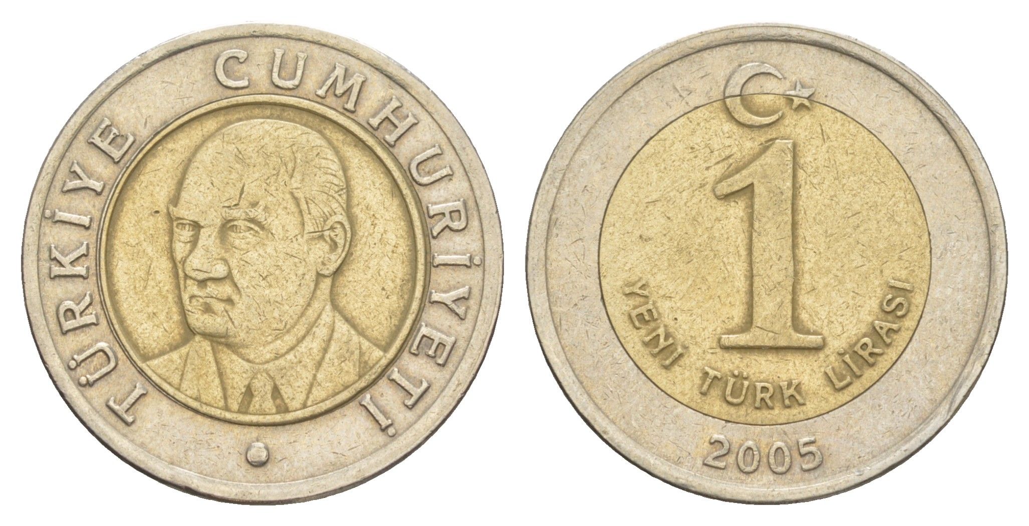 Турция 1 лира 2005 Кемаль Ататюрк KM 1169 биметалл 4648-757