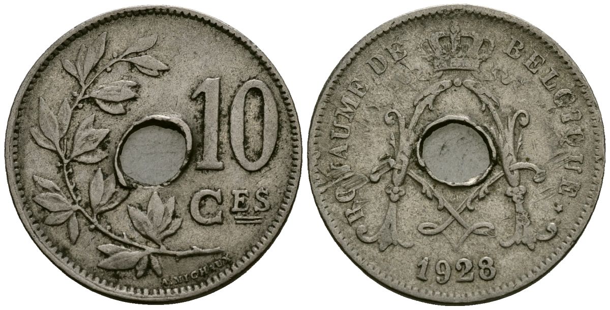 Бельгия 10 сантимов 1928 Belgique KM 85 медно-никель 4163-237