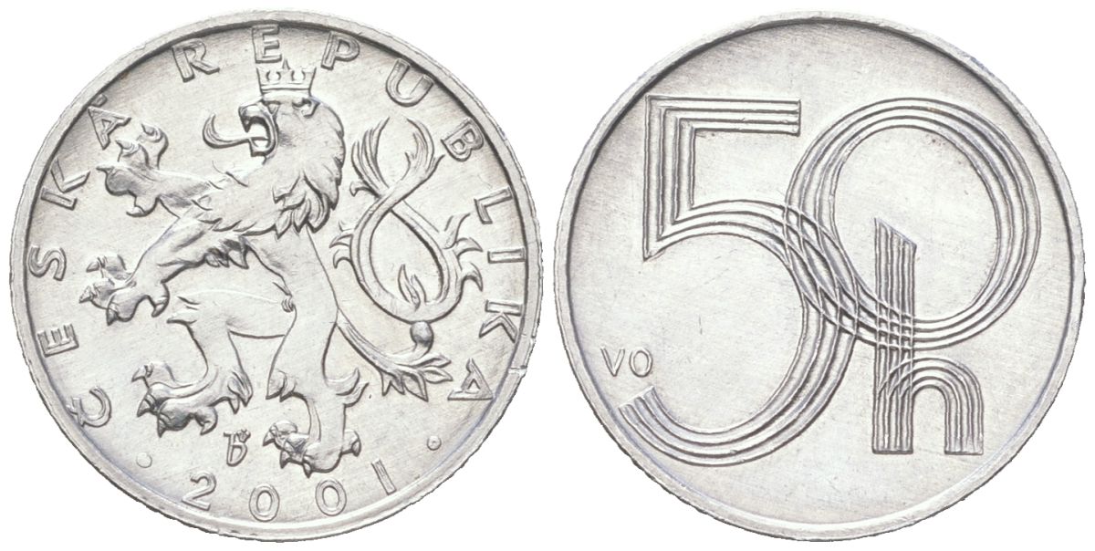 Чехия 50 геллеров 2001 KM 3 алюминий aUNC 192-624