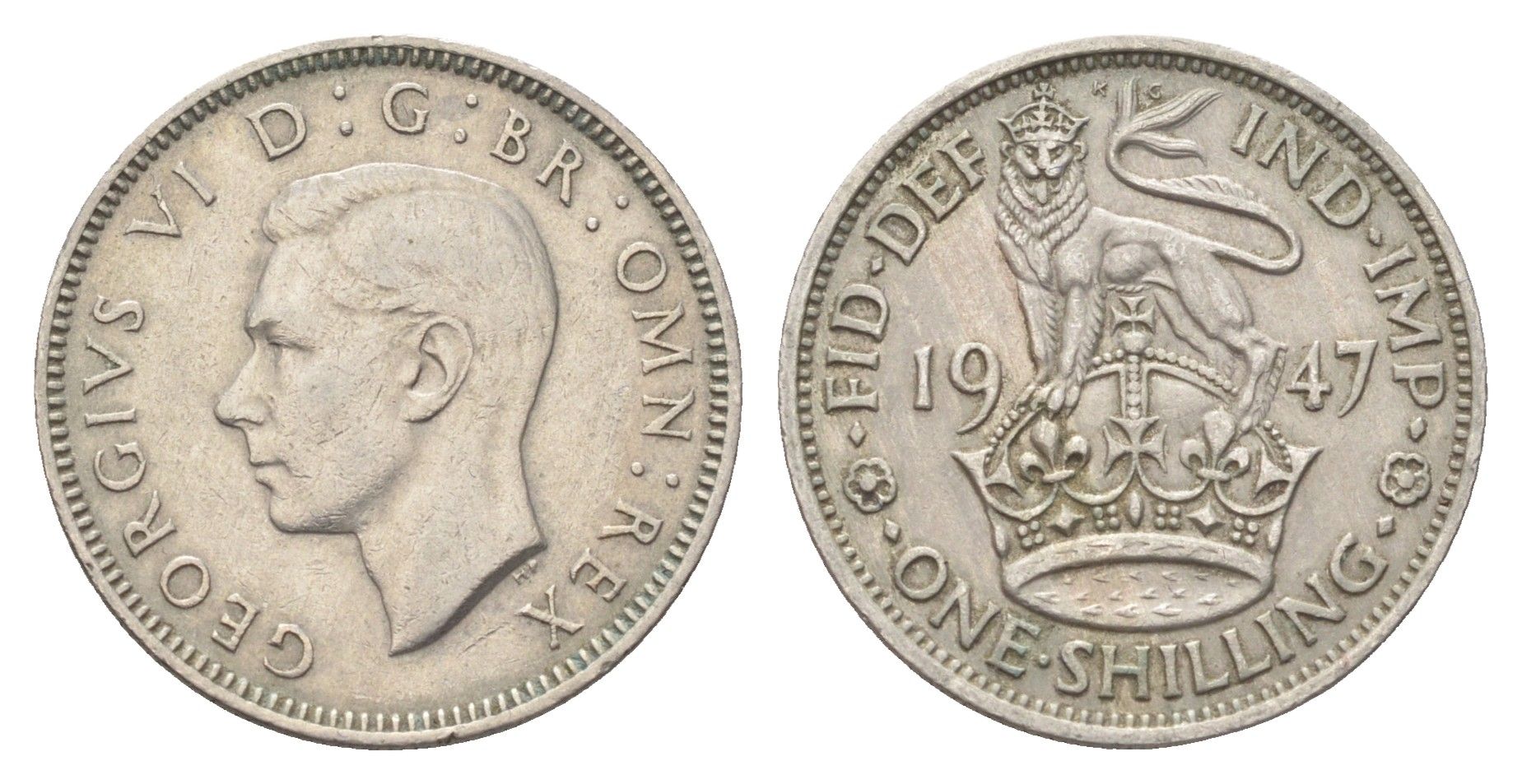 Великобритания 1 шиллинг 1947 Георг VI (1936-1952), Английский герб KM 863, Spink 4105 медно-никель 4704-254