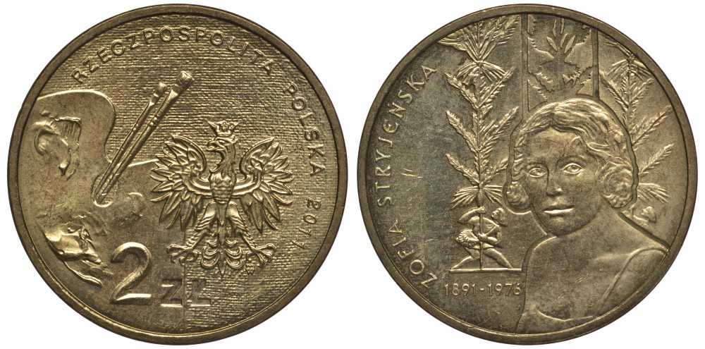 Польша 2 злотых 2011 MW, серия художники Польши, София Стриенская (1891-1976) KM 764 нордик 111-533