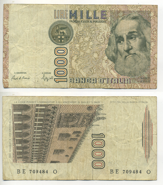 Италия 1000 лир 1982 Дворец дожеи?, Марко Поло Pick 109b 7553-14-2