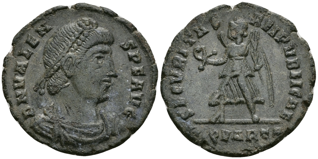 Римская Империя нуммий 364 - 367 Валент SECVRITAS REIPVBLICAE Рим Extremely fine RIC 17b бронза 1073-3-3-3