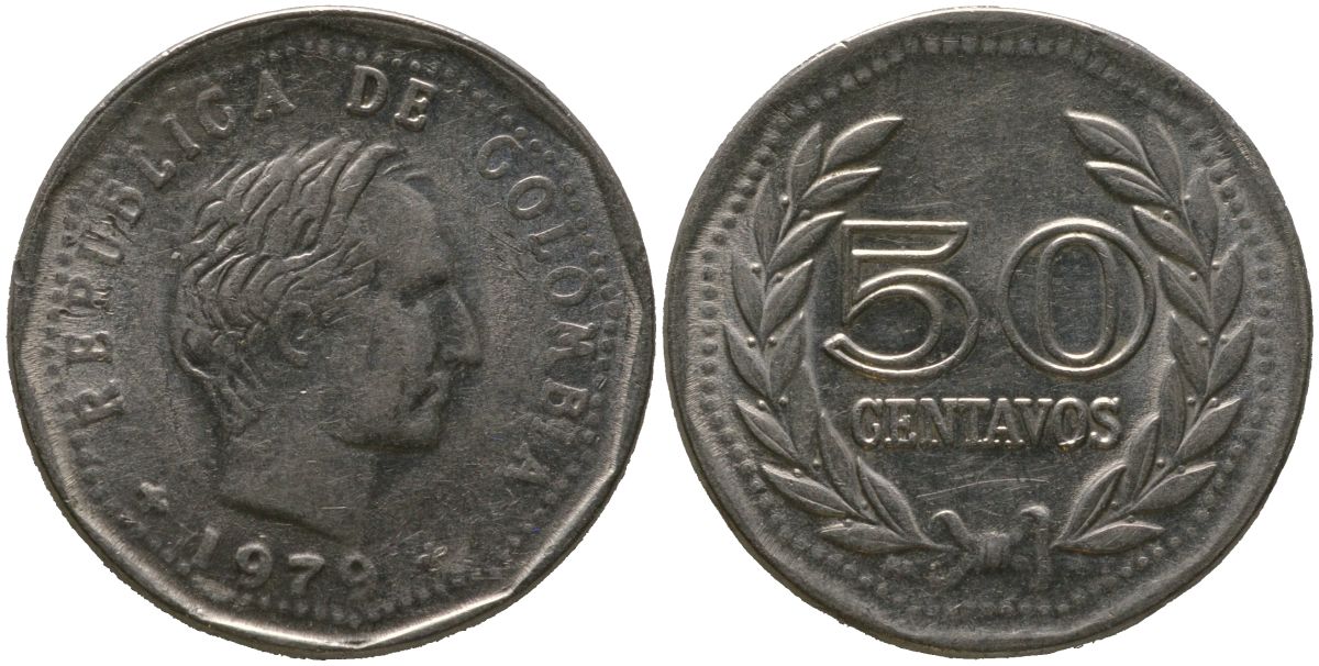 Колумбия 50 сентаво 1979 KM 244 сталь плакированная никелем 4529-911