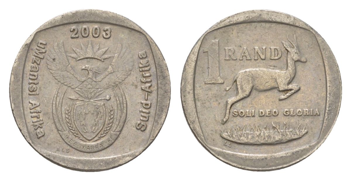 ЮАР 1 ранд 2003 KM 332 медь плакированная никелем 4627-412