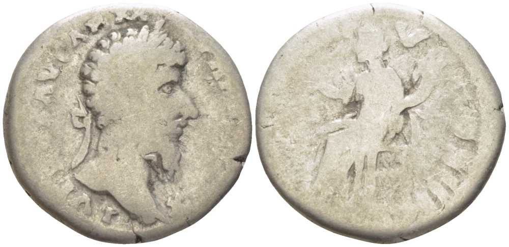 Римская Империя денарий 168 Луций Вер, L VERVS AVG ARM PARTH MAX / TR P VIII IMP V COS III, Рим, fine RIC 595 серебро 1073-6-84