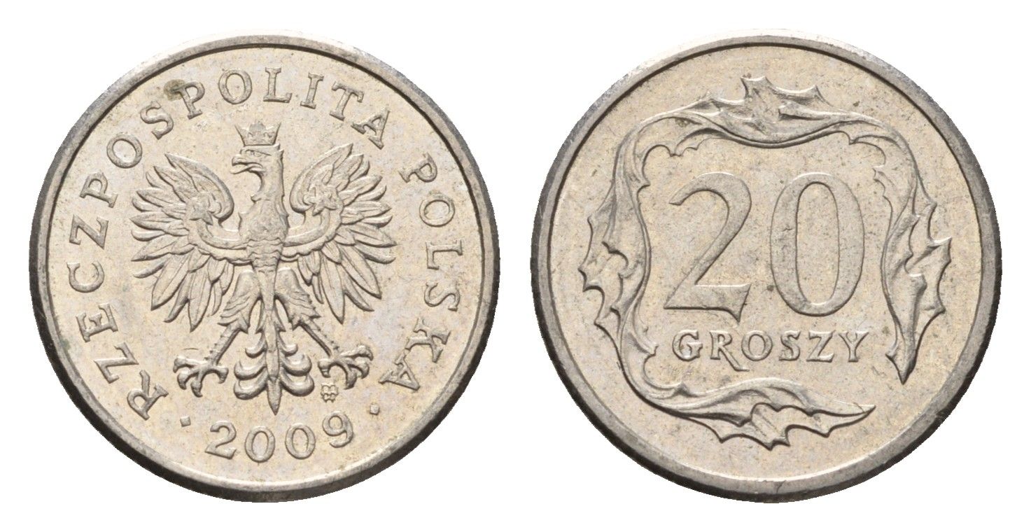Польша 20 грошей 2009 Y 280 медно-никель 4684-1013