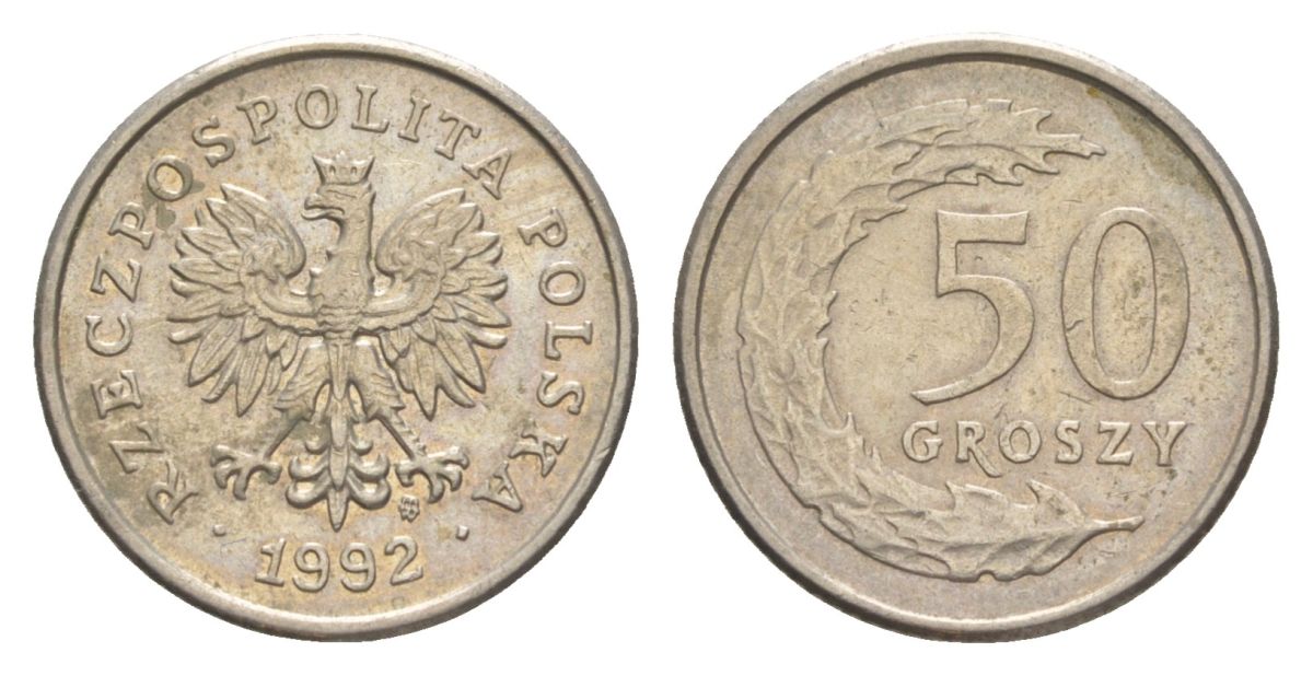 Польша 50 грошей 1992 Y 281 медно-никель 4626-346