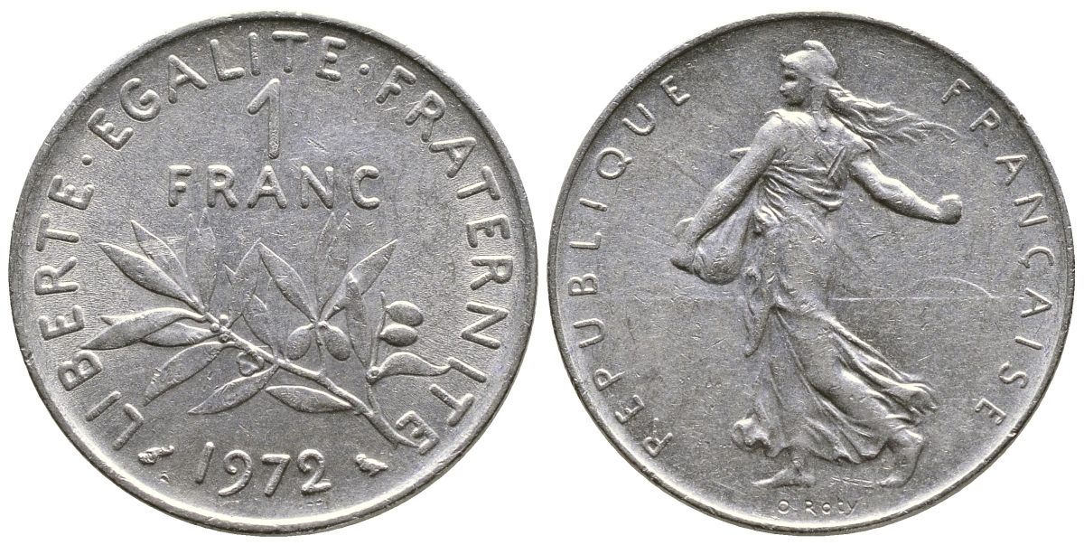 ФРАНЦИЯ 1 ФРАНК 1972 СЕЯТЕЛЬ KM 925.1 никель 59-613