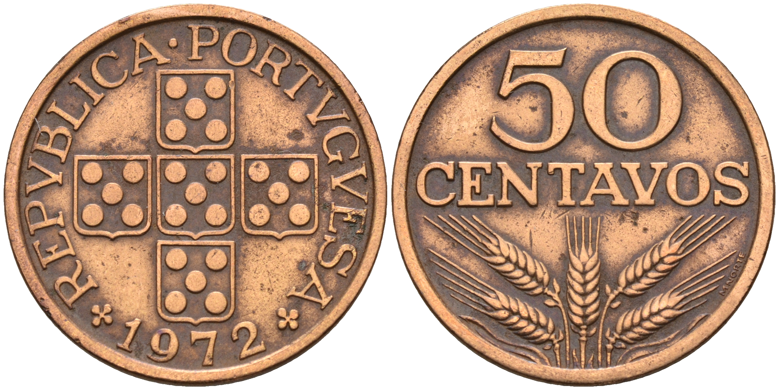 Португалия 50 сентаво 1972  KM 596 бронза    4161-717