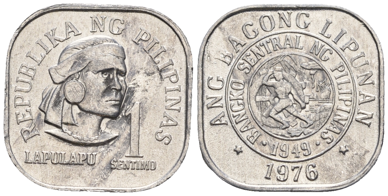 Филиппины 1 сентимо 1976 вождь острова Мактан Лапу-Лапу KM 205 алюминий  UNC  220-1151