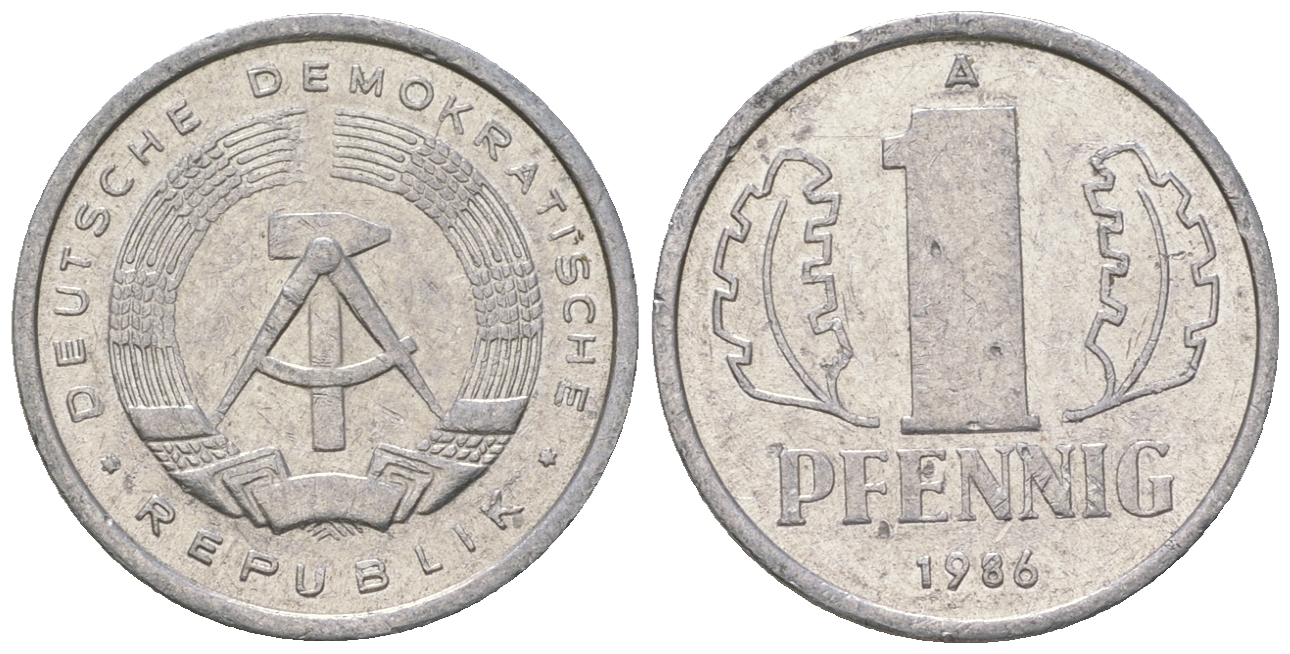 ГДР 1 пфенниг 1986 A KM 8.2 алюминий 4668-1212