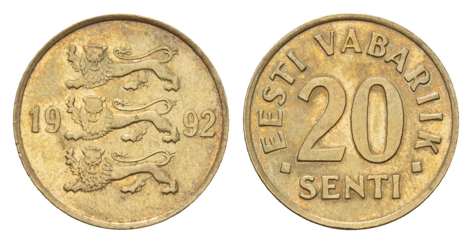 Эстония 20 сентов 1992 KM 23 латунь 4685-635