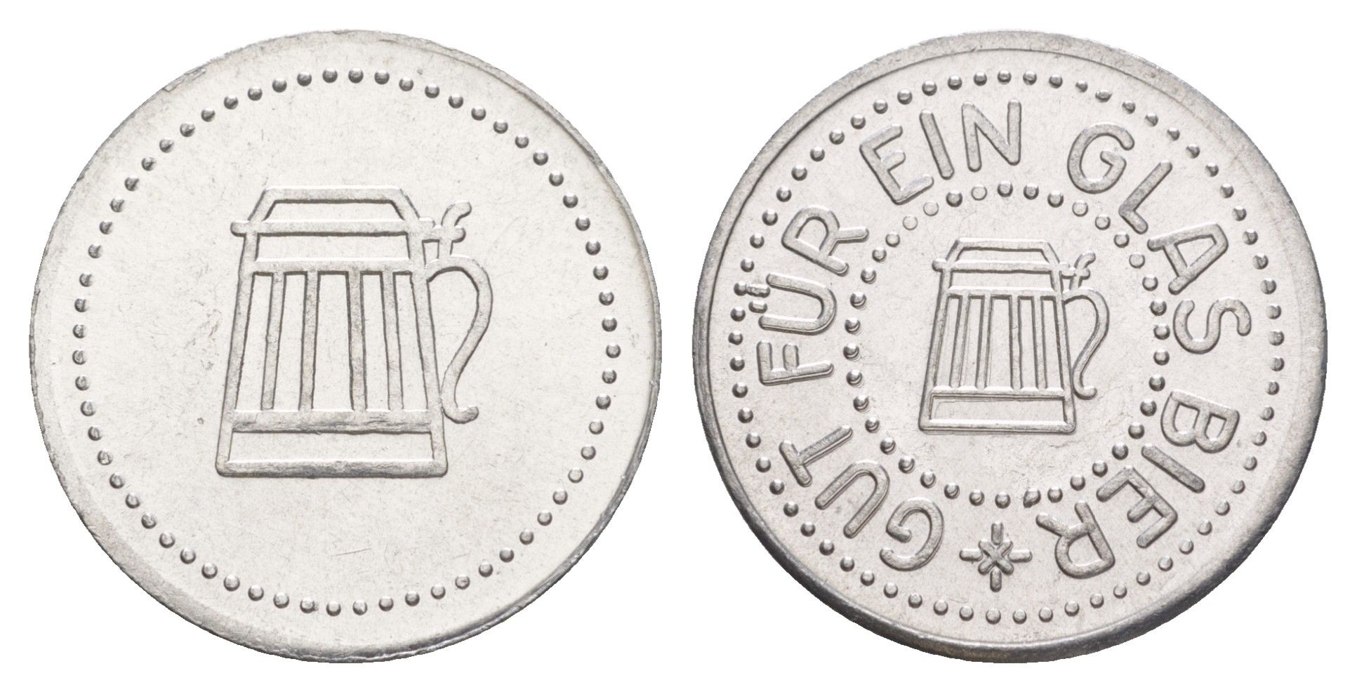 Германия жетон в 1 "стакан пива" ND диаметр 24 мм, вес 1,1 гр алюминий UNC 4638-842