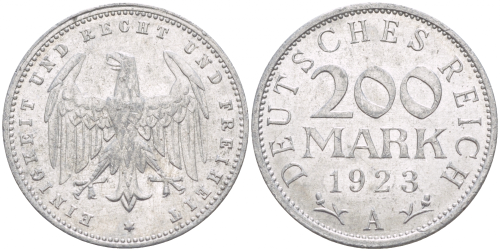 ГЕРМАНИЯ 200 МАРОК 1923 A KM 35, J 304 алюминий 4539-1054