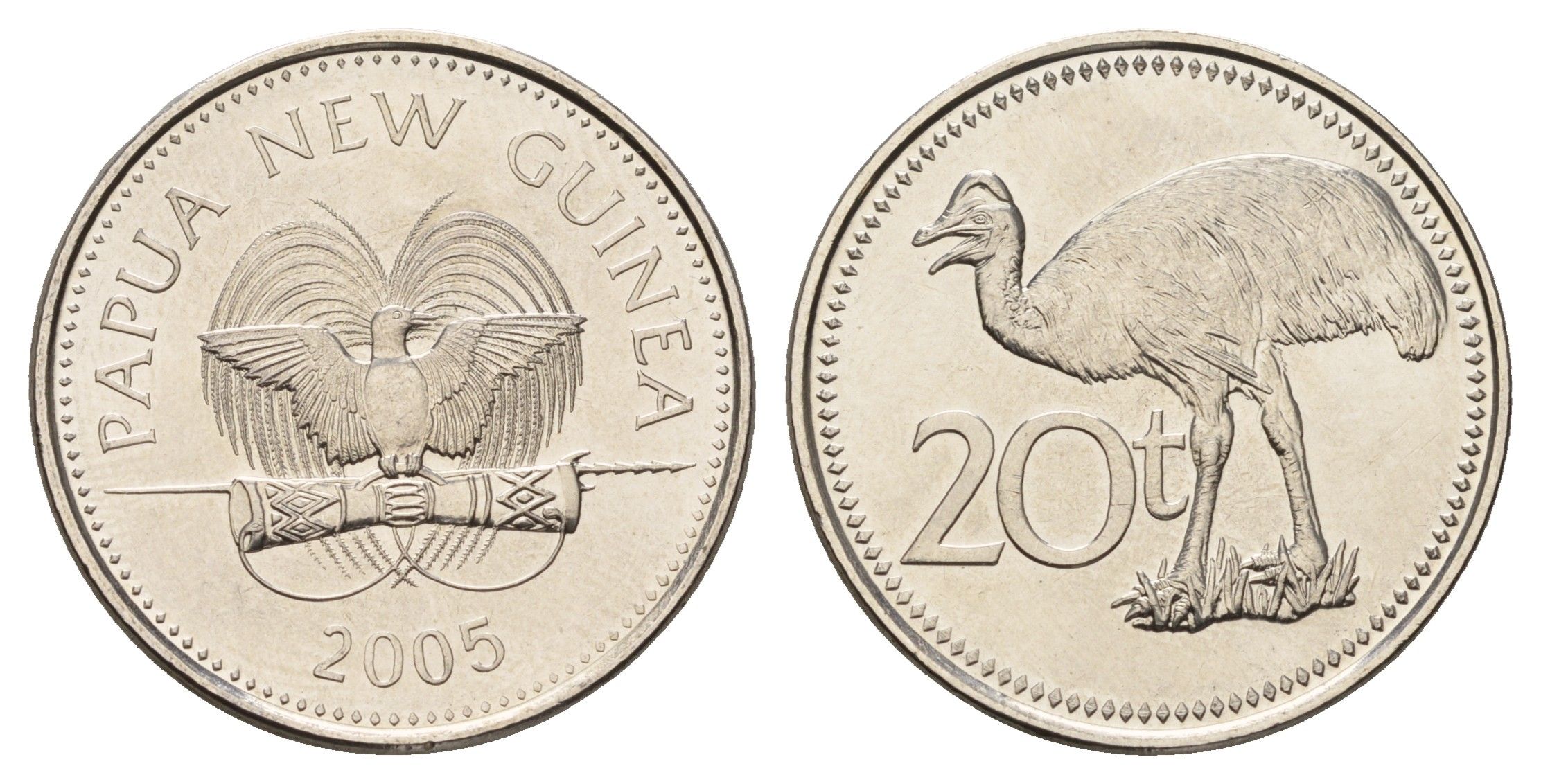 Папуа - Новая Гвинея 20 тойя 2005 KM 5a сталь плакированный никелем UNC 3336-1154