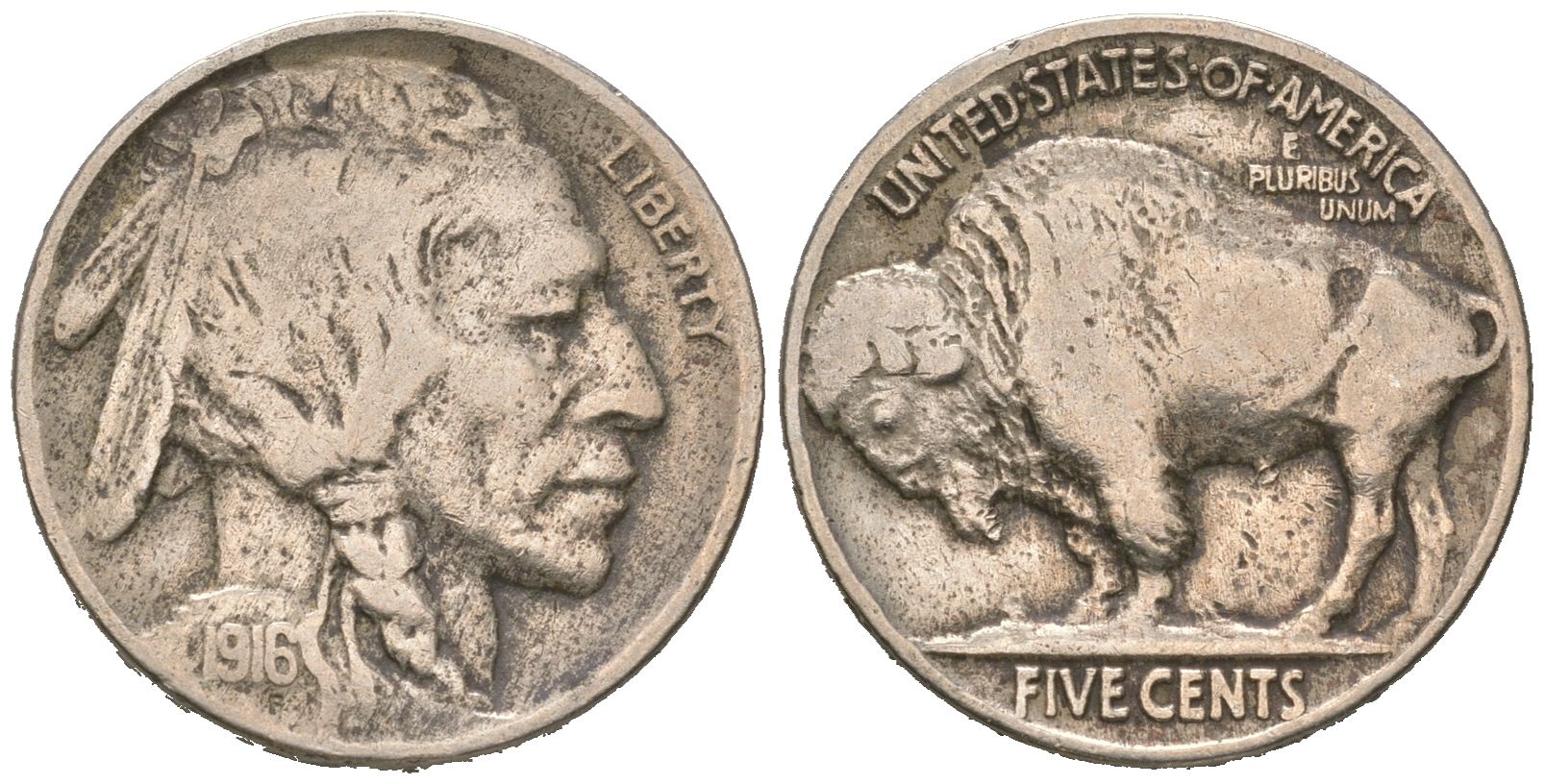 США 5 центов 1916 индеец, бизон KM 134 медно-никель 4618-1113