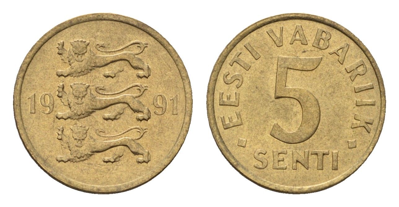 Эстония 5 сентов 1991 KM 21 латунь UNC 4694-1245