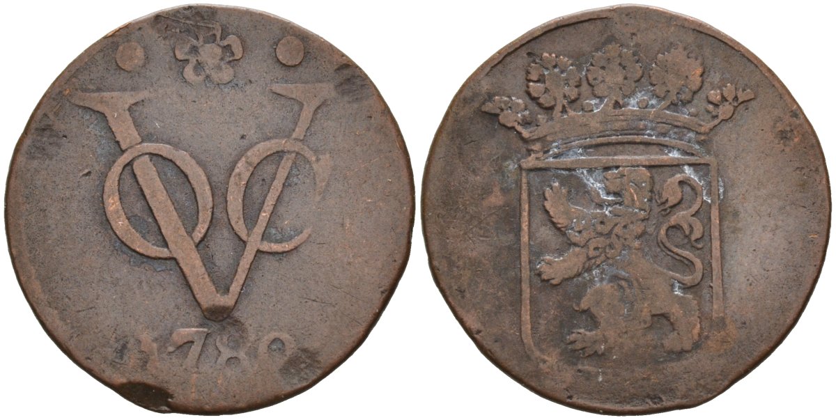 Нидерландская Восточная Индия, Голландия (Holland) 1 дуит 1780 KM 70 медь 4575-832
