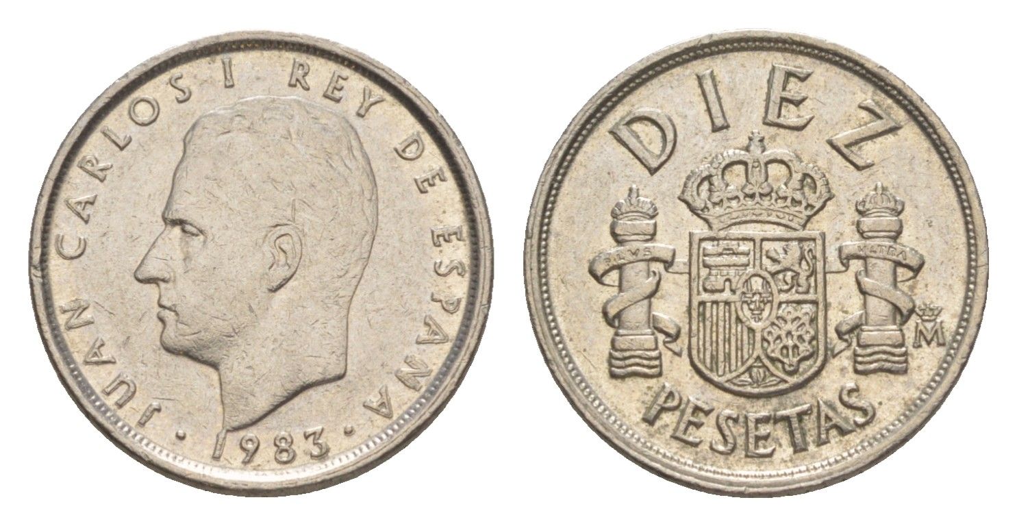 Испания 10 песет 1983 M, Хуан Карлос I (1975-2014) KM 827 медно-никель 4623-1232