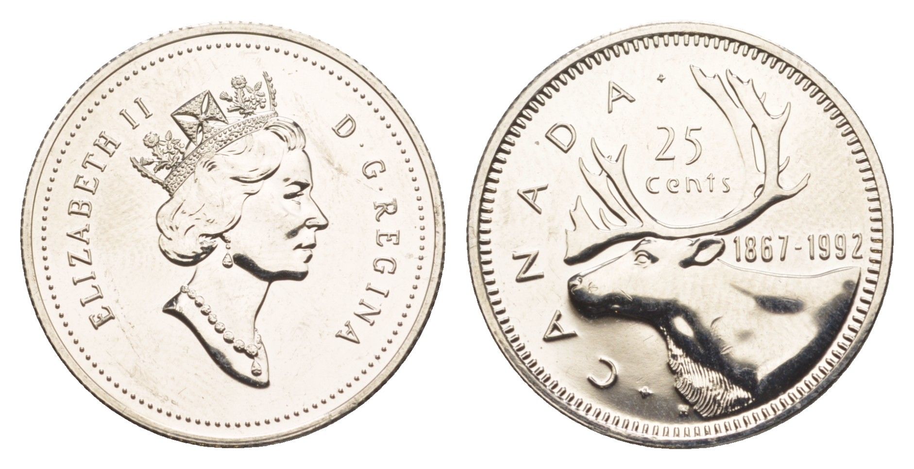 Канада 25 центов 1995 Елизавета II (1952-2022), олень KM 184 никель 4638-543