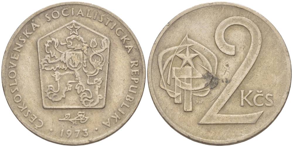 Чехословакия 2 кроны 1973 KM 75 медно-никель 4551-727