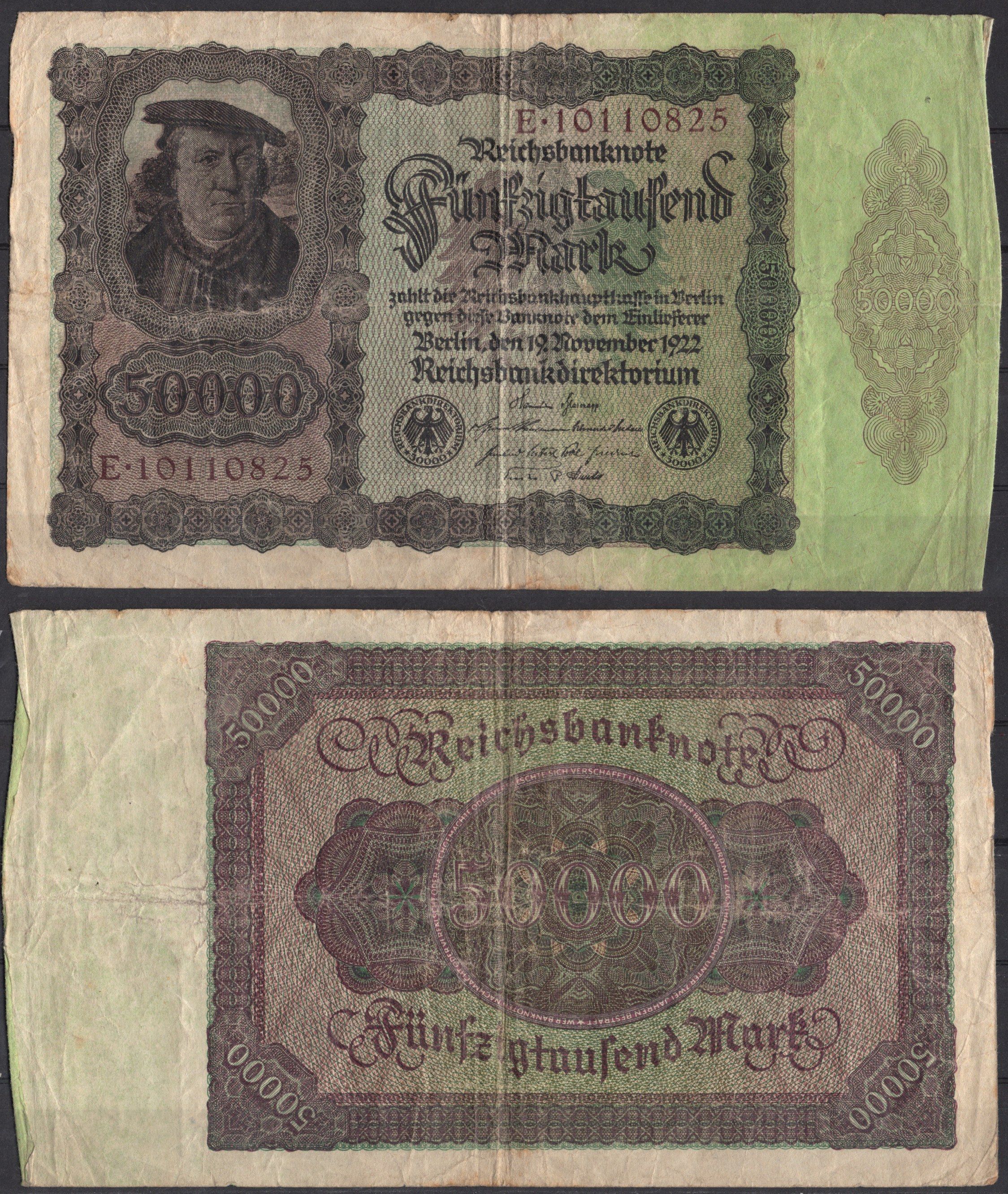 Германия 50000 марок 1922 Pick 80 бумага 2192-35-2-2