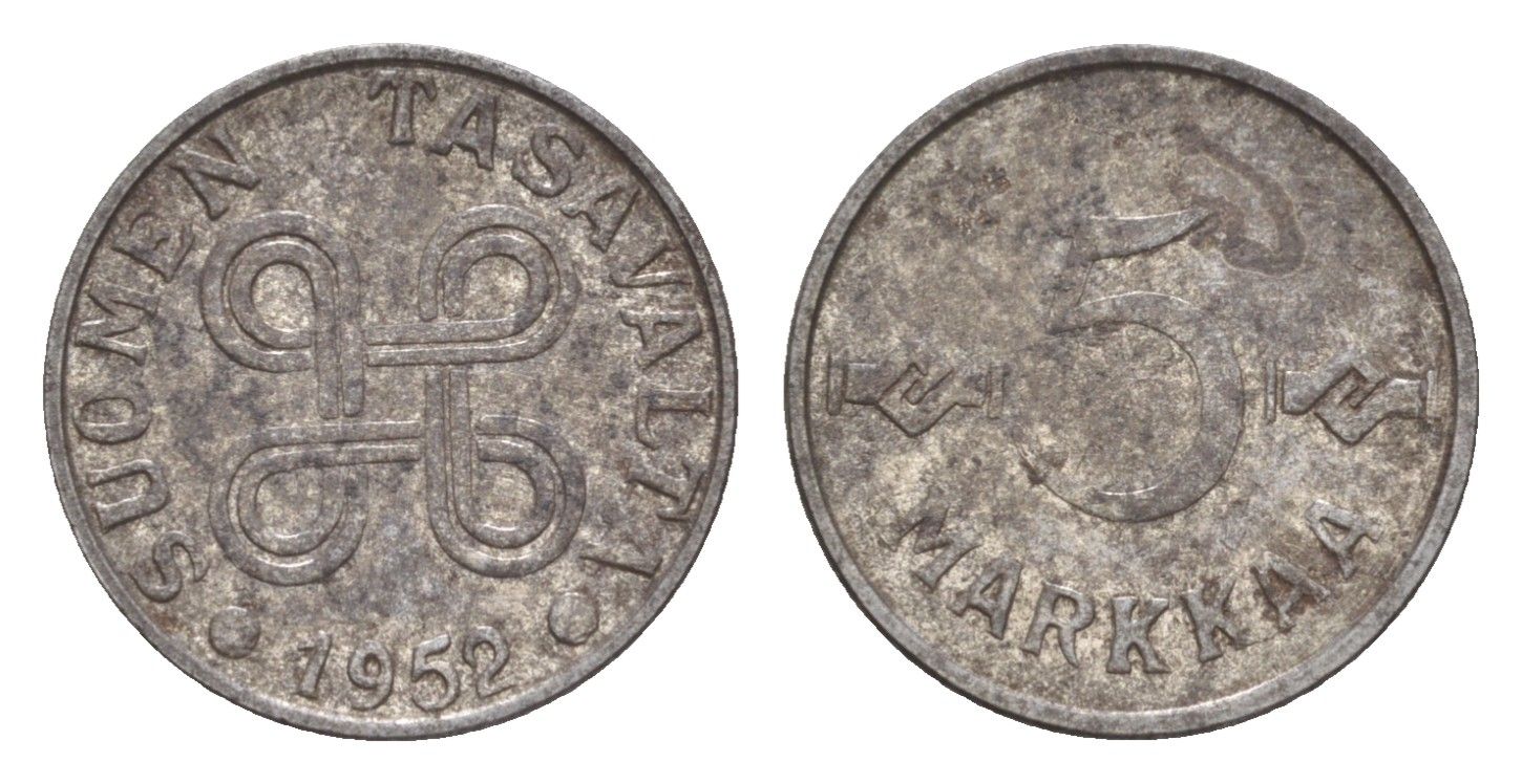 Финляндия 5 марок 1952 KM 37 железо 4647-441