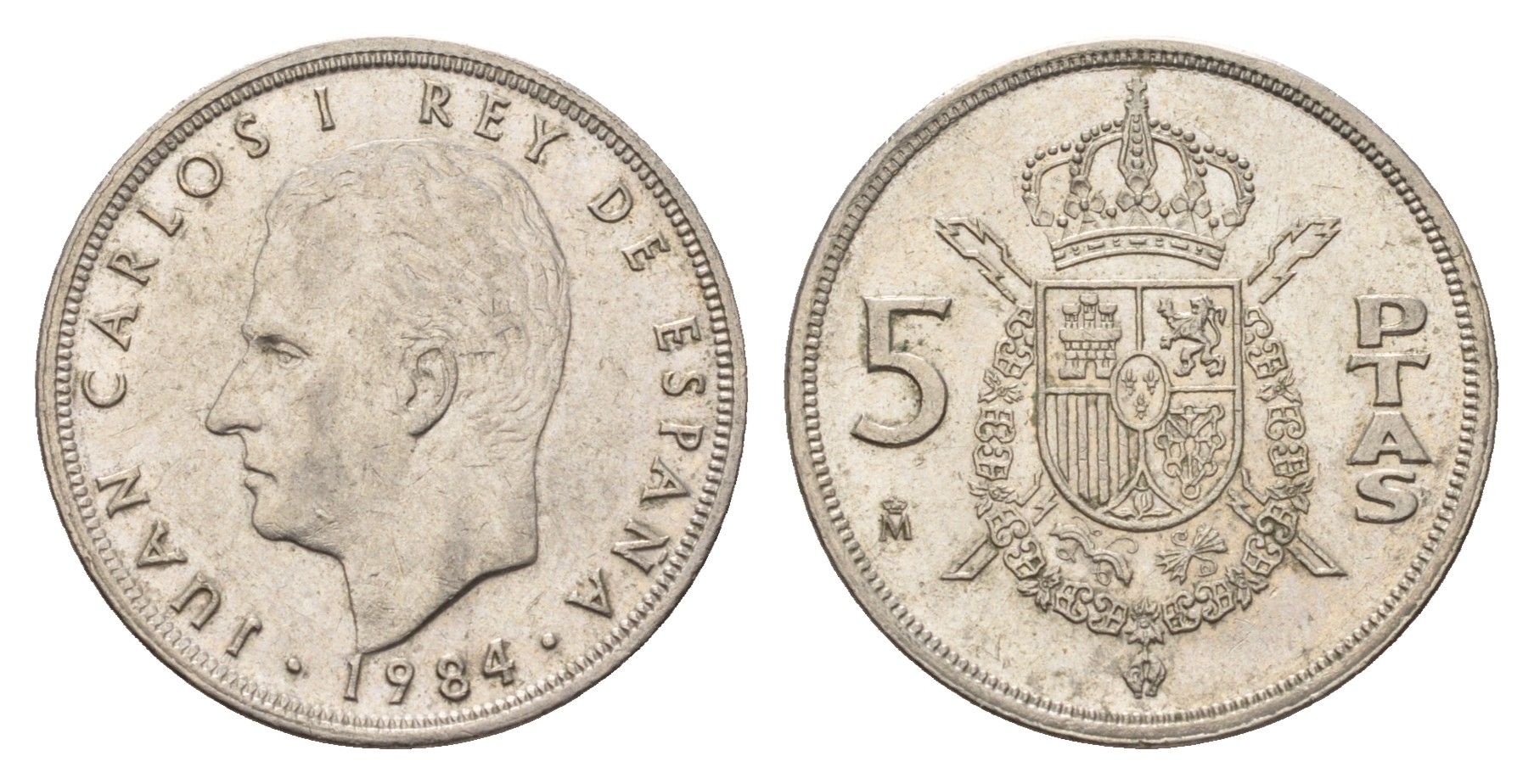 Испания 5 песет 1984 M, Хуан Карлос I (1975-2014) KM 823 медно-никель 4633-415