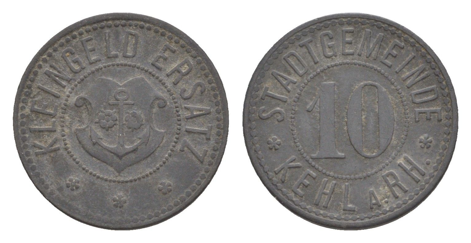 Кель-на-Рейне 10 пфеннигов ND Funck 235.4, Men18 16127.3 цинк 4636-1068