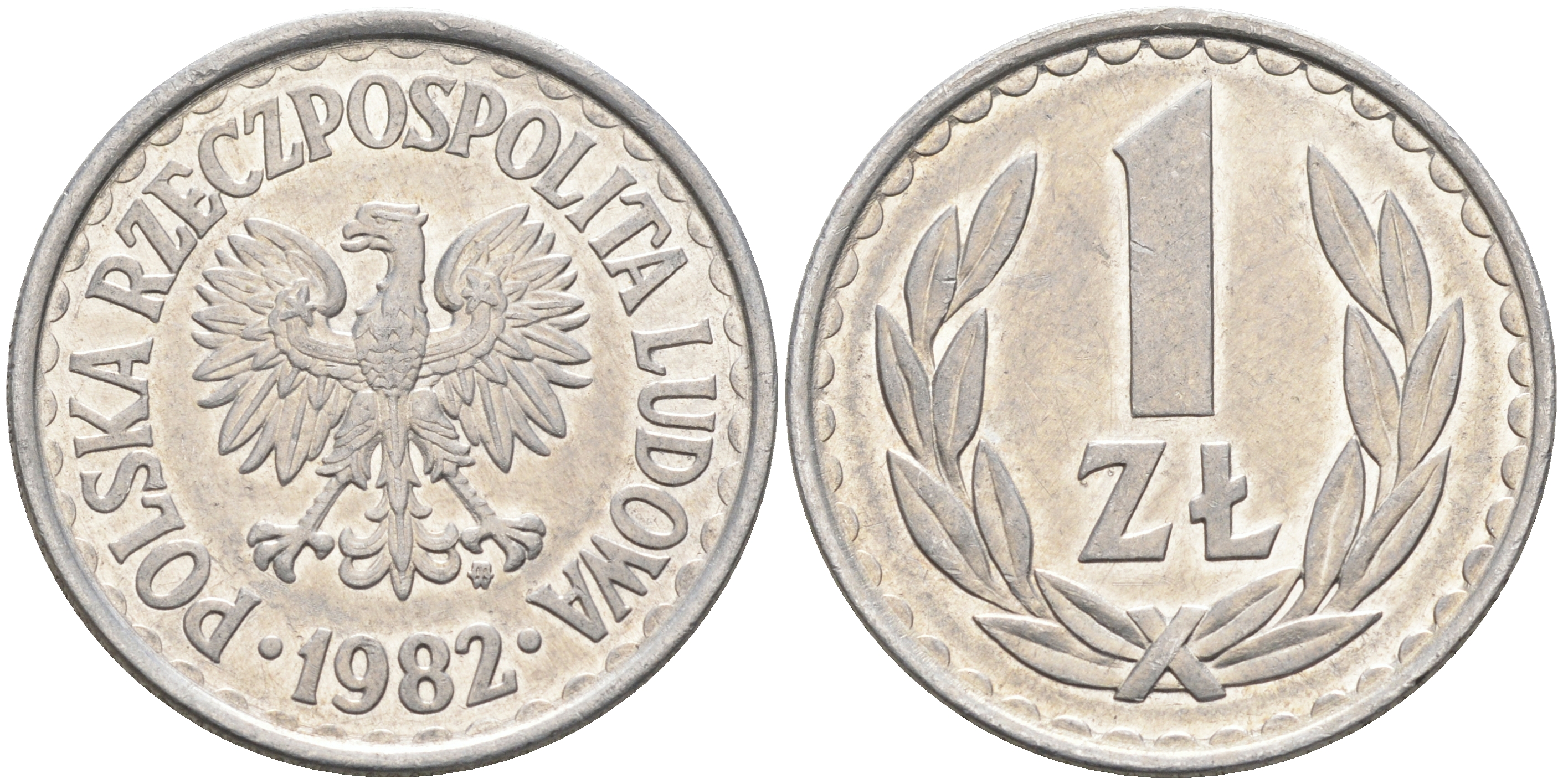 ПОЛЬША 1 ЗЛОТЫЙ 1982 MW KM 49.1 алюминий 4591-712