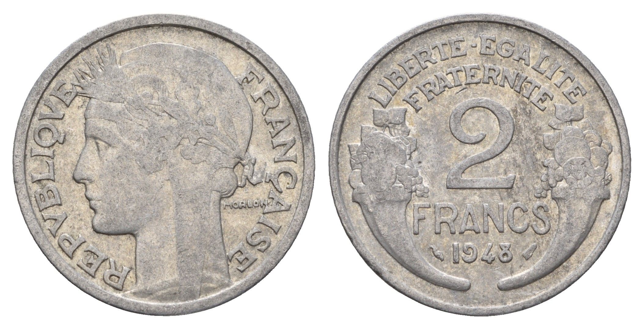 Франция 2 франка 1948 KM 886a.1, Le Franc 269.12 алюминий 4118-612