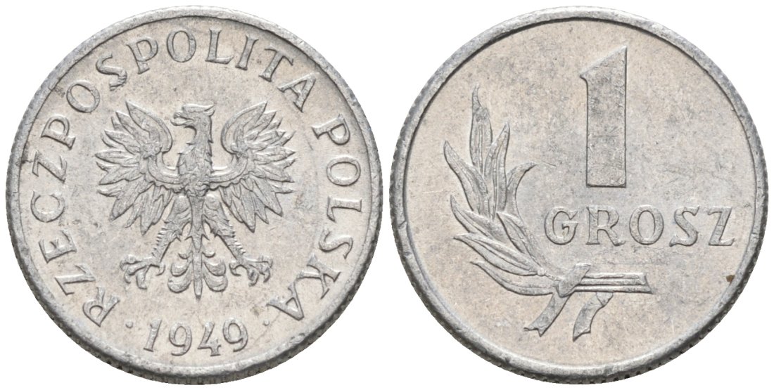 Польша 1 грош 1949 MW KM 39 алюминий 3458-162