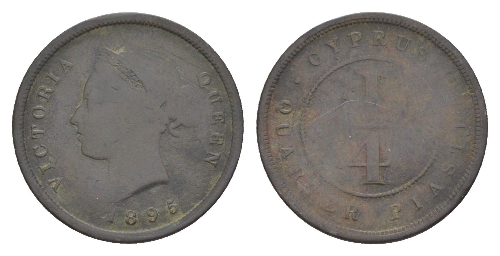 Кипр 1/4 пиастра 1895 Виктория (1837-1901) KM 1.1 бронза 4127-1033