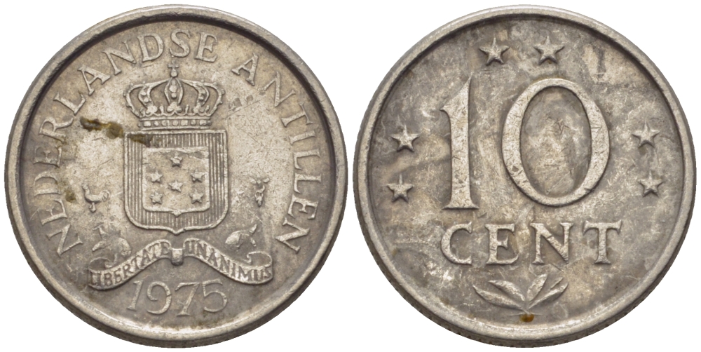 Нидерландские Антилы 10 центов 1975 Юлиана (1948-1980) KM 10 никель 66-967